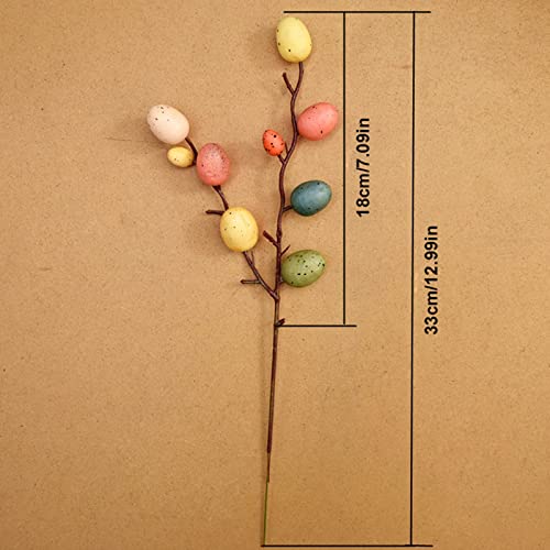 Artificial Easter Stems, Colorful Easter Egg Stems with Easter Eggs for Home Centerpiece Vase Windowsill Decor and Easter Celebration (1PC)