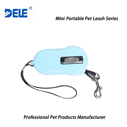 DELE Retractable Pet Leash, 7ft Pet Walking Leash for Small Pet up to 22lbs, Tangle Free, One Button Break & Lock,Mini Size And Portable (blue)