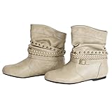 Twisted Women's Shelly Faux Leather Ankle-High Slouchy Boot with Multi Buckle Straps
