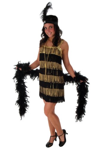 Fun Costumes womens Plus Size Fringe Gold Flapper Costume