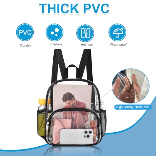Clear Backpack for Stadium Events Stadium Approved Fashion Women Backpack | 12x12x6 Clear Bag with Front Pocket Heavy Duty 0.4MM PVC Terarent Backpack for Concert Events Work Travel