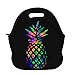AOTIGO Pineapple Colorful Neoprene Lunch Bag Insulated Lunch Box Waterproof Tote Bag with Zipper for Kids Boys Girls Women Men
