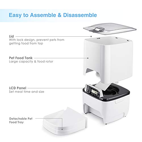amzdeal Automatic Cat Feeder 6L Pet Feeder Dog Food Dispenser with Time