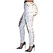 VICVIK Women White Knee Skinny Denim Distressed Ripped Jeans (M)