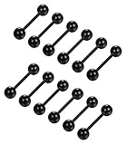 FUNRUN 12PCS 14G Flexible Acrylic Tongue Rings for Guys Body Jewelry Piercing Retainer Black