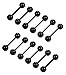 FUNRUN 12PCS 14G Flexible Acrylic Tongue Rings for Guys Body Jewelry Piercing Retainer Black