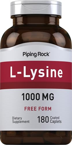 Piping Rock L-Lysine 1000mg | 180 Caplets | Free Form | Vegetarian, Non-GMO, Gluten Free
