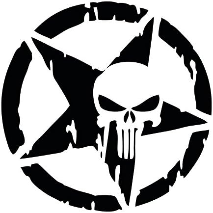 CALAP STORE 1 Pcs Auto Car Punisher Star Skull Pentagram Sticker Vinyl Decal Truck Window 13x13cm Car Styling Wholesale (Random Color)