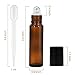 Glass Roller Bottles - Amber, 10ml, Pack of 8 by Proteove, Stainless Steel Roller Balls and Droppers Included