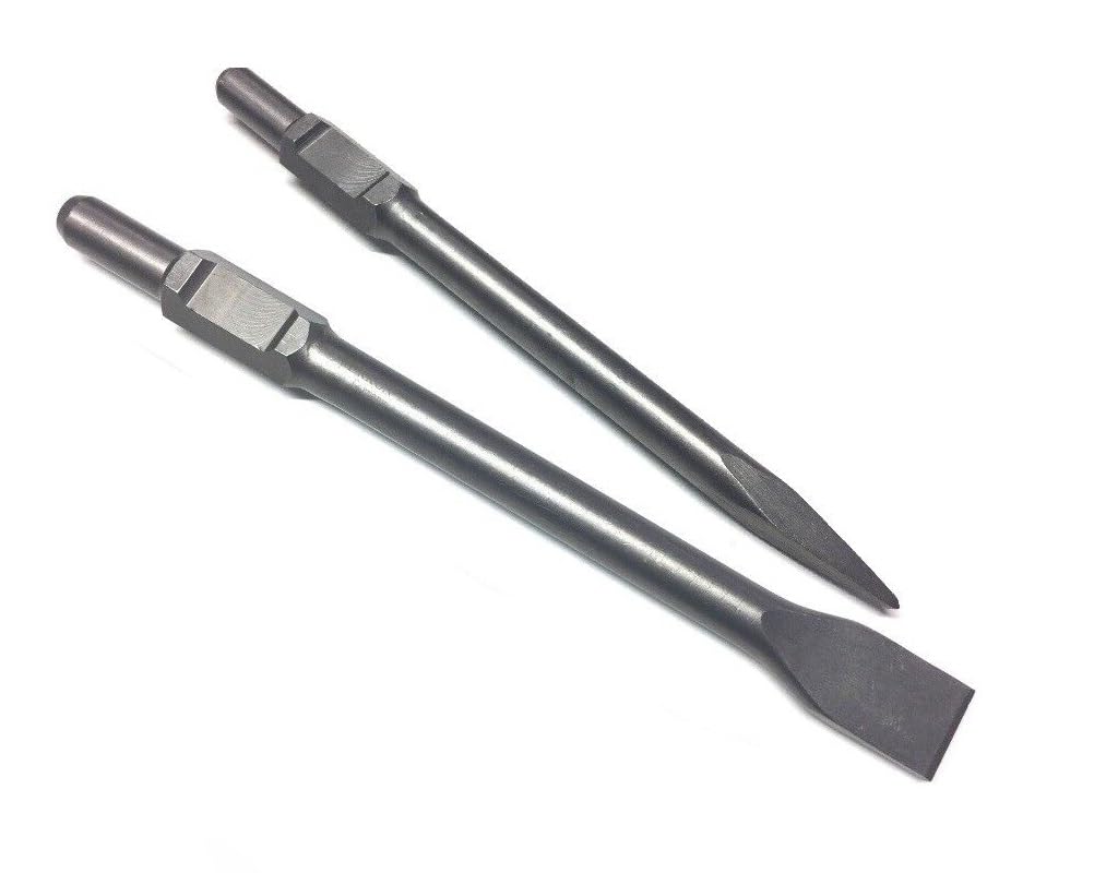 WERHE Professional SDS Hex Chisel Set 30 35 x 410 mm Cold Pointed Socket Flat Wide for Demolition Hammer