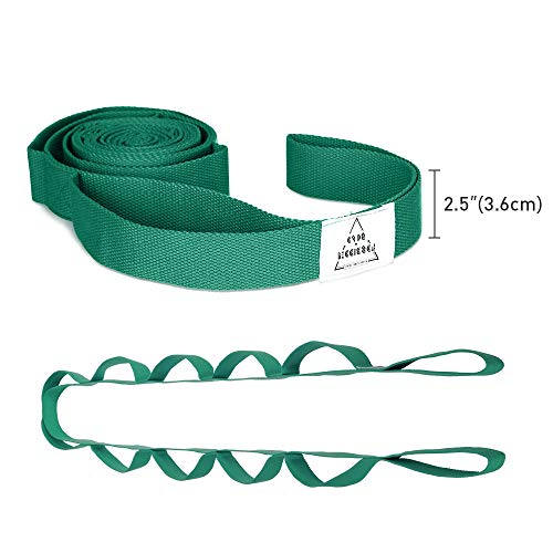 Forbidden Road Stretch Strap with 12 Loop Exercise Strap for Physical Therapy Yoga Dance Pilates Greater Flexibility and Fitness Workout Deepen Green/Black/Purple