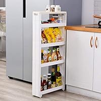 Slide Out Storage Tower Rack Kitchen Slim Mobile Shelving Unit