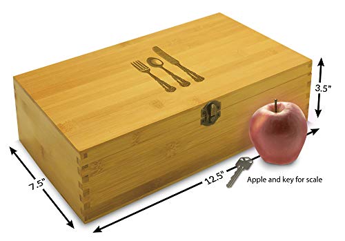 Cookbook People Silverware Multikeep Box - Moving Wall Sustainable Bamboo Adjustable Organizer - Thumbnail 2