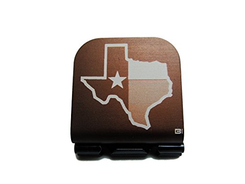 Texas Shaped Flag Laser Etched Hat Clip Brown