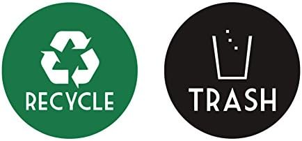 Recycle &amp; Trash vinyl lettering decal stickers (Green Recycle w/Black Trash, 4”x4“)