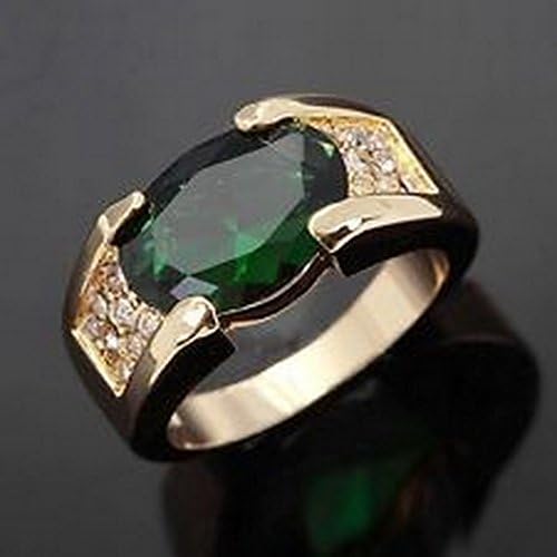 YD Jewels - 18K Gold Filled Fashion Jewelry Size 8 Emerald Cut Mens Party Rings Gift