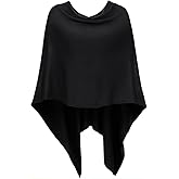 DJT Womens Solid Knit Short Asymmetric Wrap Poncho Topper