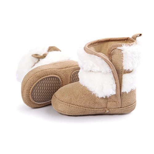 Estamico Baby Girl Plush Winter Snow Bowknot Boots Khaki US 3