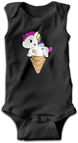 Baby Kids Cute Uni Corn Funny Ice Cream Unicorn Sleeveless Onesies Outfits Black