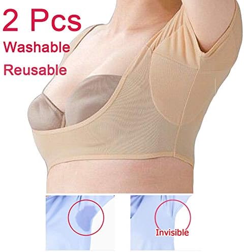 2 Pcs Short Sleeve Sweat Pads Reusable Washable Underarm Armpit Absorbing for Women,M