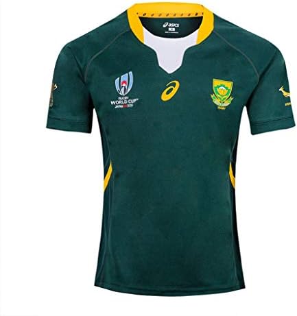 XB21HG Rugby Full Sleeve Supporter Shirts ,South African National Team Football Uniform Home/away 2019 World Cup Fans T-Shirts Short Sleeve Training Sportswear Polo Shirt (Color : Green, Size : M)