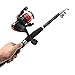 Walsilk Spinning Fishing Rod and Reel Combo Full Kit,Travel Telescopic Fishing Pole with Reel Line Hooks Bag Case,Fishing Gear Organizer for Kids & Adults (1.6M/5.25FT Black Fishing Kit)