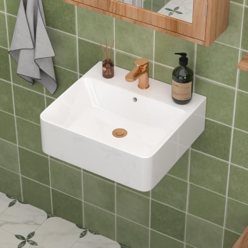 CHIKESI 18"x16" Wall Mount Sink, White Rectangular at Amazon