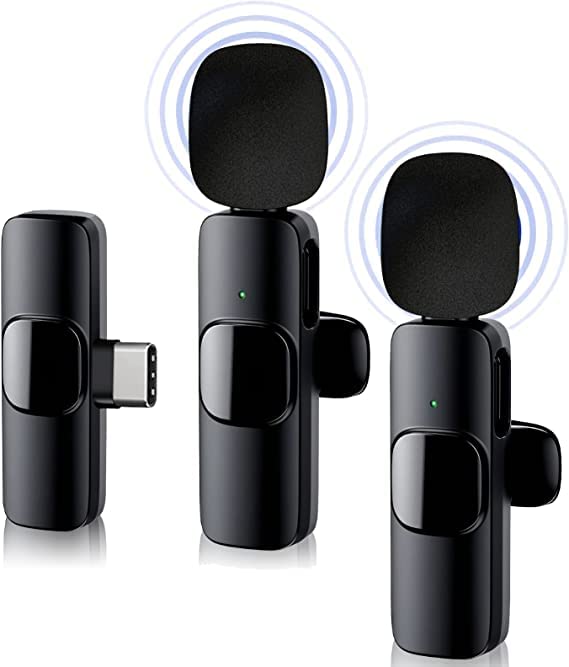 iZEN Mini Wireless Lavalier Microphone for Type-C port Phones, Plug-Play Wireless Lapel Mic with 2 Microphones for USB-C Android Phone Video Recording, Interview, Vlog, Auto Sync and Noise Reduction