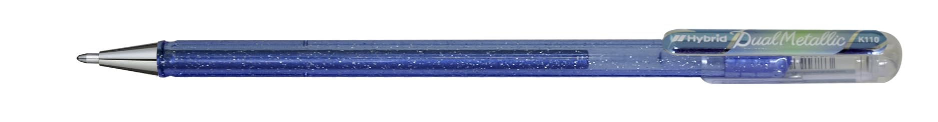 Pentel K110 Hybrid DualMetallic Gel Rollerball, 1.0mm Tip, Blue Grey/Metallic Blue & Silver (Pack of 12)