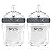 Baby Brezza Two Piece Natural Glass Baby Bottle with Lid - Ergonomic, Wide Neck Design Makes it The Easiest to Clean - Modern Look - Anti-Colic - Grey - 8 Ounce Size - 2 Bottles