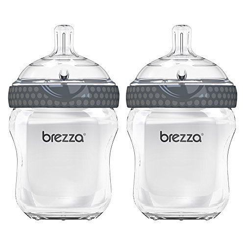 Baby Brezza Two Piece Natural Glass Baby Bottle with Lid Ergonomic