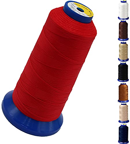 Bonded Nylon Thread for Sewing Leather,Upholstery,Jeans and Wig; #69 T70 Size 210D/3 1400 Yards (Red) — image 1