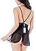 Ruzishun Lingerie for Women Babydoll Lace Strap Chemise Set(Black,L)