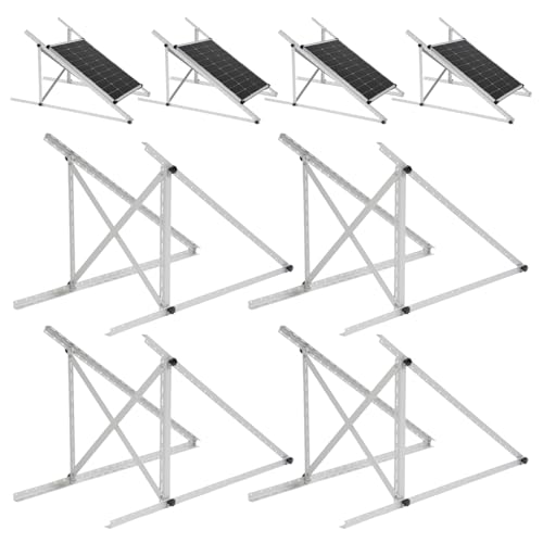 AeternaSol Solarpanel Halterung 114cm (4er-Set) Balkonkraftwerk Halterung Verstärkt Solarmodul Halterung, 0–90° verstellbar für 100–400W Module, Alum