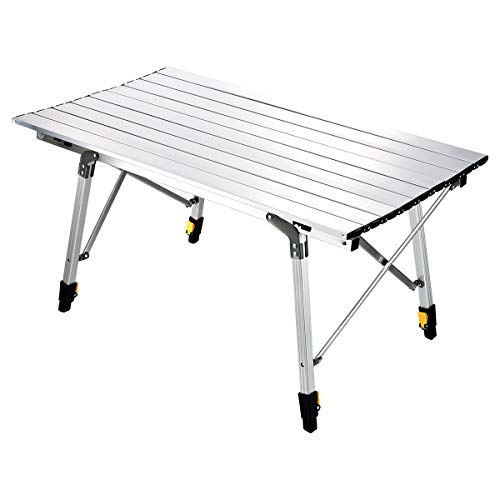 Sanny Camping Folding Table Lightweight Roll-up Table Portable Foldable Camp Tables Aluminum Height Adjustable for Indoor Outdoor Camping Beach Backyard BBQ Party Patio Picnic