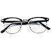 Fake Nerd Glasses Semi-Rimless Frame Horn Rimmed Clear Lens Eyewear (Black/Gold, 51)