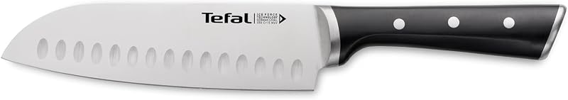Ice Force Santoku Messer, 18 cm Klinge, Korrosionsschutz, Handschutz, Made in Germany Edelstahl, lang anhaltende Schneidleistung und Schärfe, Edelstahl/Schwarz, K23206