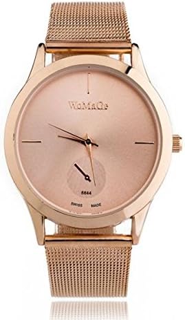 Learnin Mens Womens Alloy Belt Watches Unisex Minimalist Quartz Watch (Rose Gold)
