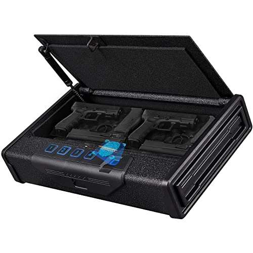 KAER Biometric Gun Safes for 4 Pistols, Quick Access Fingerprint Pistol