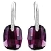 EleQueen 925 Sterling Silver CZ Rectangle Hook Drop Earrings Amethyst Color Made with Austrian Crystal for Women Girl, Valentine's Day/Mother's Day/Christmas Jewelry Gift for Girlfriend/Mom