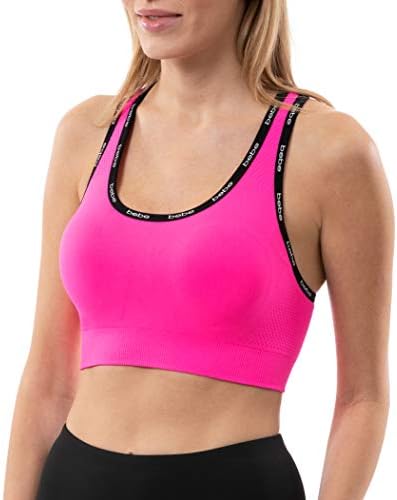 Bebe Sport Women S Seamless Built Up Racer Back Mini Logo Sport Bra Hot Pink S Buy Online At Best Price In Uae Amazon Ae