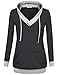 Big Comfy Sweatshirt,Timeson Women's V-Neck Long Sleeve Pullover Hoodies with Buttons Kangaroo Pocket Carbon Black Large