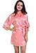 Admireme Women's Kimono Robes Satin Nightdress Pure Colour Short Style with Oblique V-Neck
