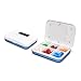 U-Trak Pill Box Alarm Pill Organizer Mini Portable Daily Pill Case with Digital Alarm Clock Reminder 6 Compartments Blue