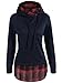 OYANUS Women’s Funnel Neck Plaid Spliced Pullover Sweatshirt Hoodie Tunic Tops Black XL