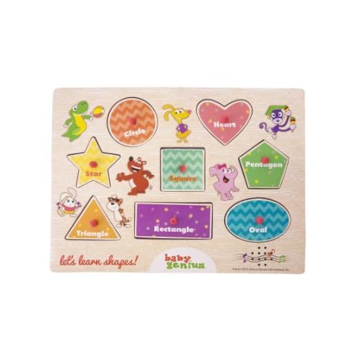 Baby Genius Let's Learn Shapes Interactive Electronic Sounds Wooden Puzzle with Peg Pieces by Manhattan Toy