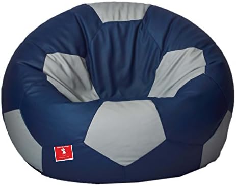 ComfyBean - Football Shape- Bean Bags - Size XXL - Suitable for Kids up to 10 Years - Filled with Beans Filler (Indigo Grey)