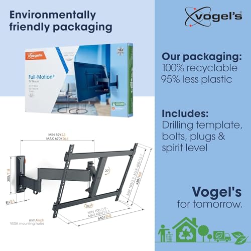 Vogel's TVM 3645 Swivel TV Wall Mount Bracket for 40-77 Inch TVs, Holds TVs Up To Max. 35 kg, Swivels Up To 180° Full Motion TV Mount Max. VESA 600x400, Universal Compatibility