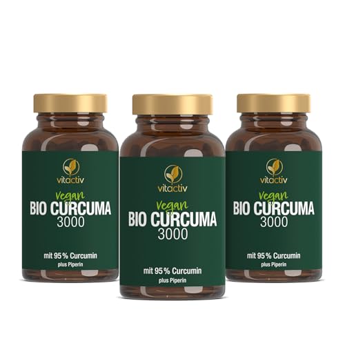 VITACTIV Bio Curcuma 3000 im 3er Pack - Knochen & Müdigkeit - 180 Kapseln