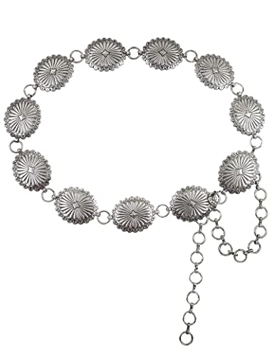 TOPACC Western Metal Concho Belt for Women Cowgirl Chain Belts for Dresses Jeans Country Concert Outfit